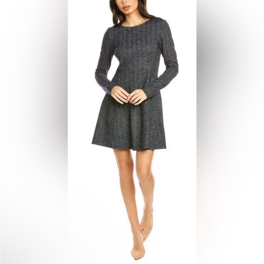 Theory “Albita” Chevron Knit A-Line Wool Dress, Size 0